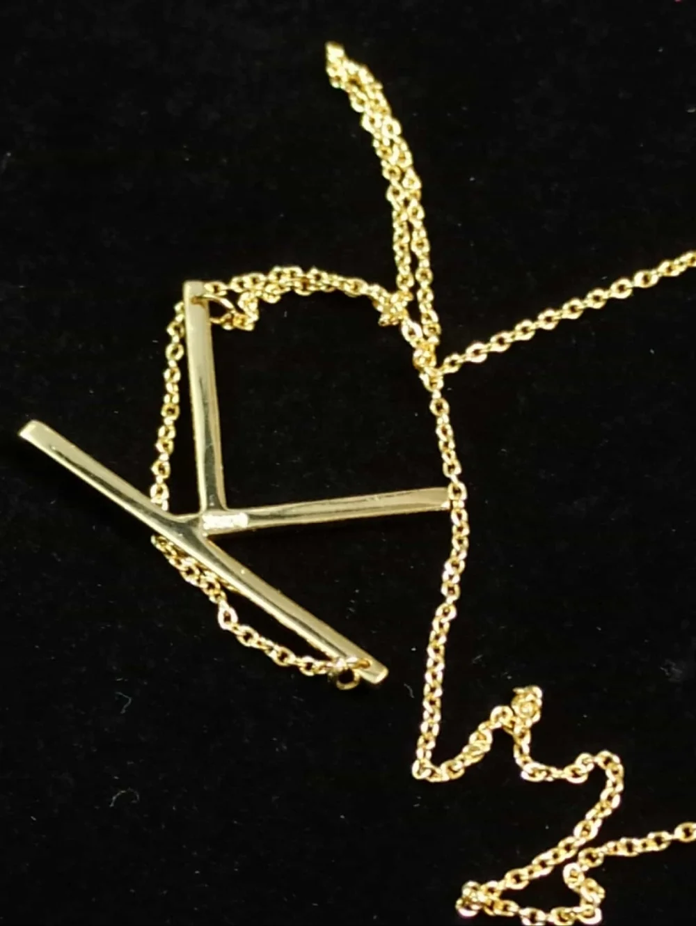 Vintage 90s Sterling Silver 925 Gold Plated K Initial Necklace Minimalist Bar
